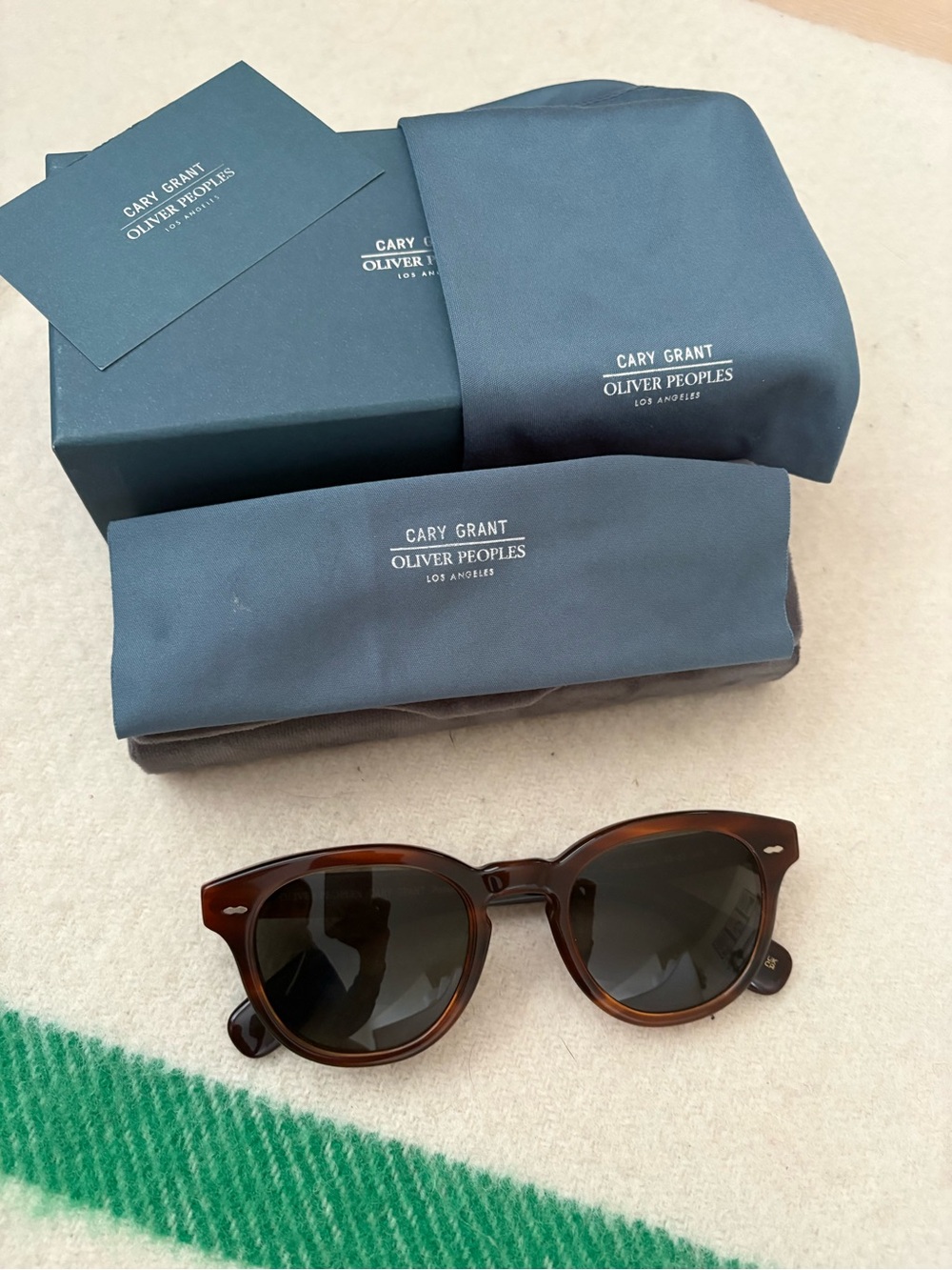 Oliver Peoples Cary Grant Sunglasses - Brown Tortoise Frame with Dark Lenses